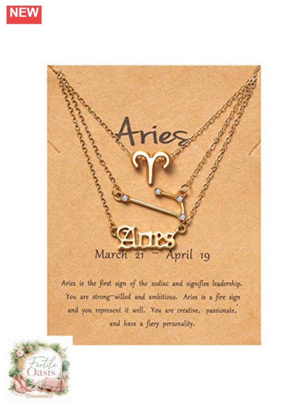 3Pcs Constellation Zodiac Layer Necklaces 14K Gold Plated Pendant Jewelry Gift